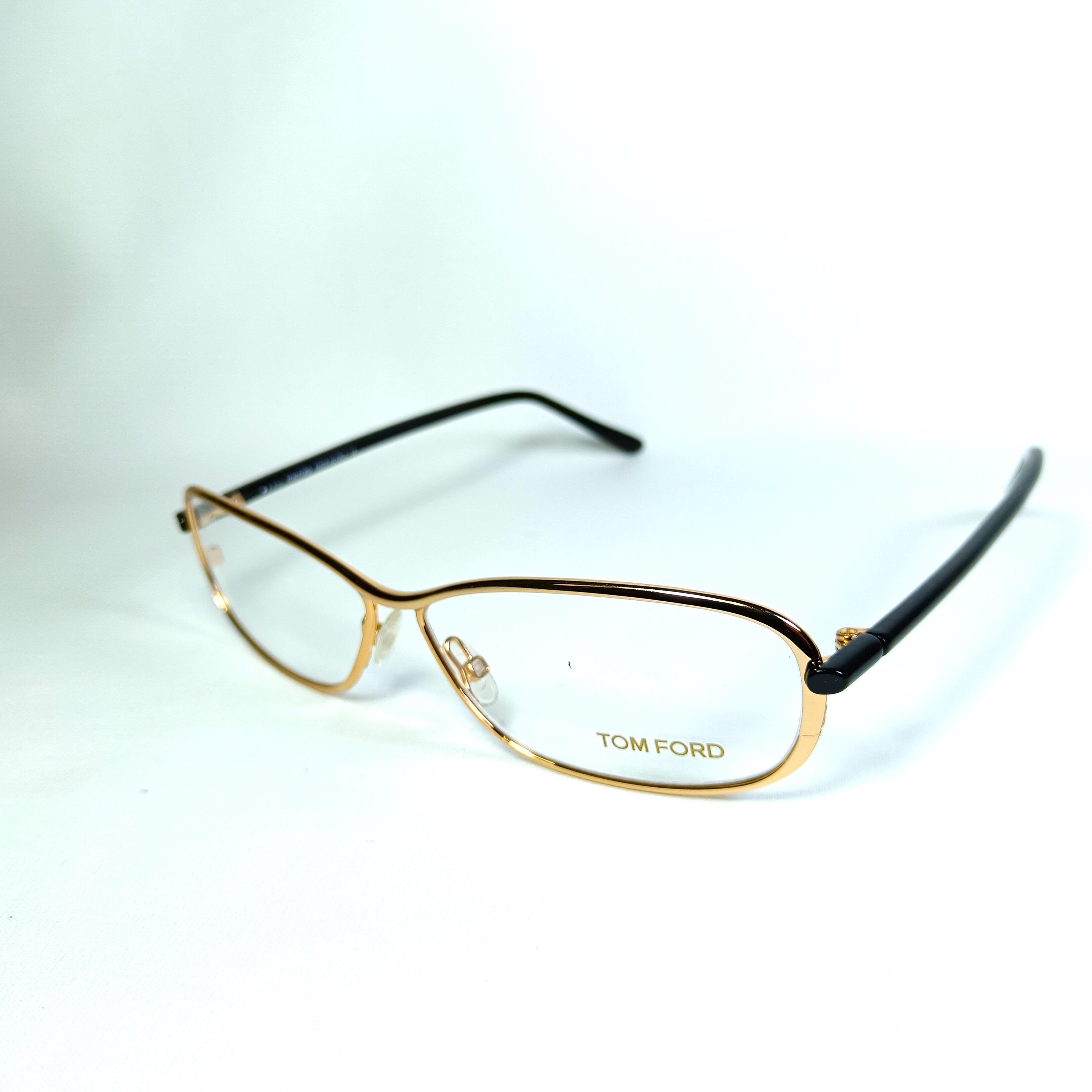 Tom Ford Gold Metal Oval Eyeglasses with Black Accessories Tom Ford FT6128-B Glasses 028 Shiny Rose Gold - eye-oo.com main image 2