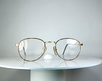 Lunettes de vue SIMPEX, montures Panto rondes ovales plaquées or New Old Stock