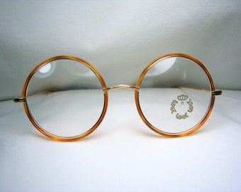 Look, luxury eyeglasses, round, true Panto, Gold plated, frames, John Lennon, NOS, hyper vintage, very rare
