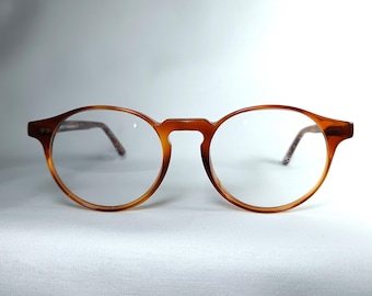 Eyeglasses, luxury frames, oval, keyhole Panto, amber, New Old Stock, hyper vintage, rare