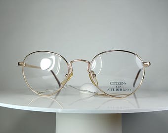 Luxury eyeglasses CITIZEN oval Gold plated Pure Titanium frames New Old Stock