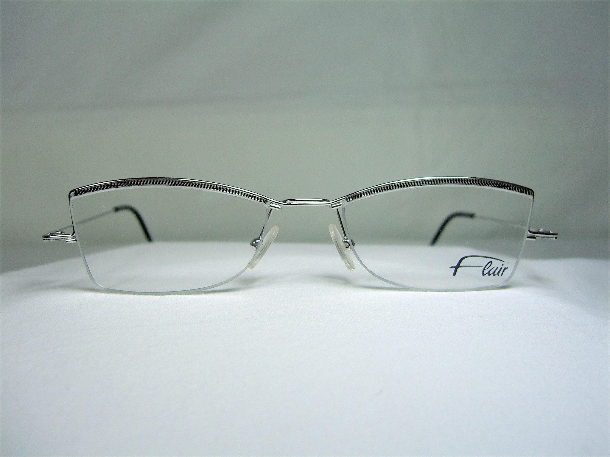 Flair Eyeglasses Half Rim Square Oval Platinum Plated - Etsy