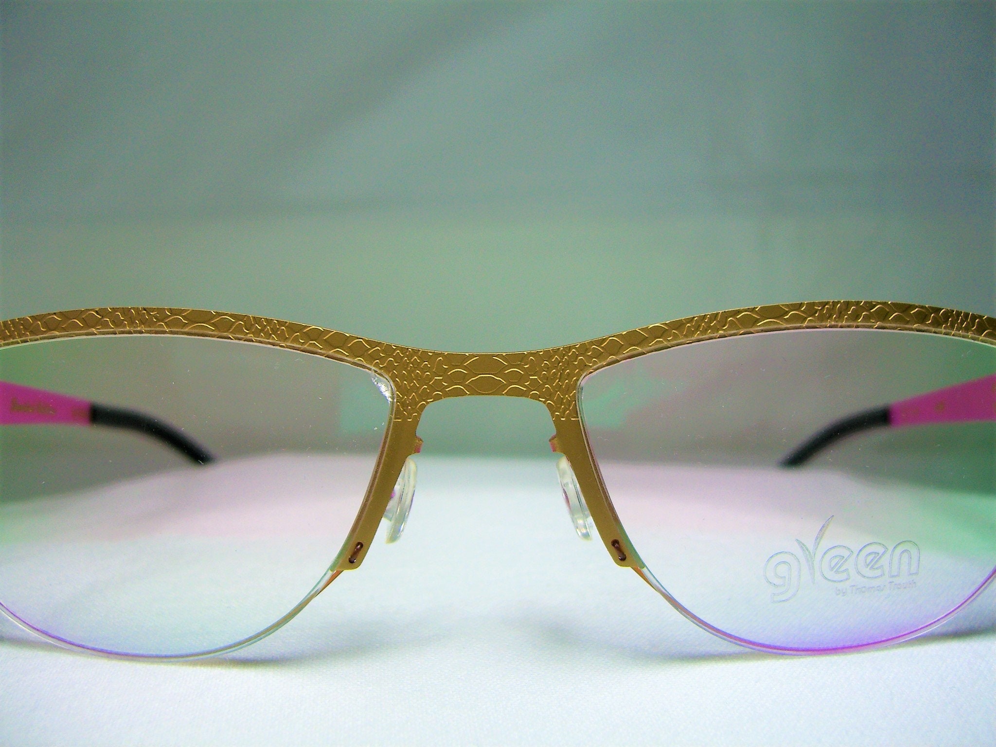 Free Form Green, Eyeglasses, Titanium, Wayfarer, Oval