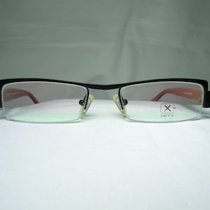 X Optix, brillen, titanium legering, halve RIM, vierkant, ovaal, mannen, vrouwen, frames, NOS, mooie vintage, zeldzame