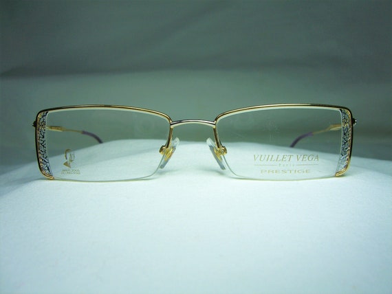 Vuillet Vega、眼鏡、ハーフリム、オーバル、金とプラチナを充填した 