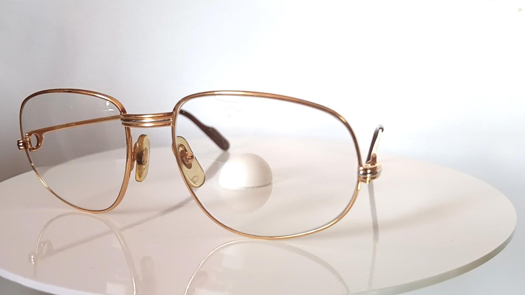 Vintage Cartier Gold Filled Eyeglasses, Romance LC Trinity Aviator 