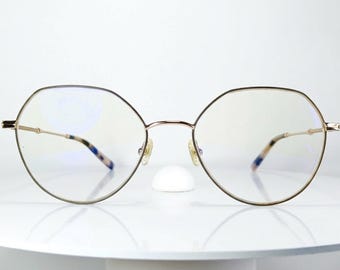 Luxury eyeglasses MAUBOUSSIN oval hexagonal Gold filled frames