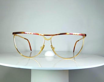 Occhiali da vista di lusso VON FURSTENBERG, modello Dexter a occhi di gatto placcati in oro, montatura ovale.