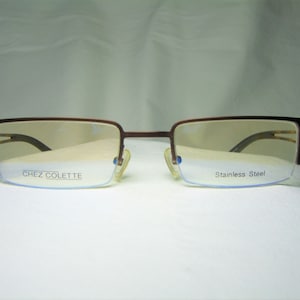Chez Colette, eyeglasses, square, half rim, frames, women&#39;s, NOS, fancy vintage, rare