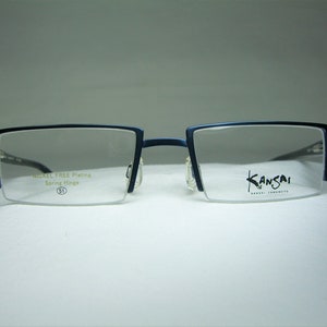 Kansai Yamamoto, brillen, halve RIM, titanium legering, vierkant, frames, mannen, vrouwen, NOS, Hyper vintage, zeldzame