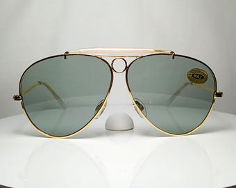 Occhiali da sole modello Aviator Shooter placcati oro ERMOSOL Italia, nuovi, fondo di magazzino.