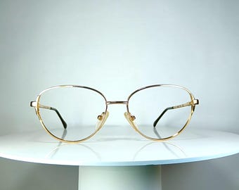Lunettes de vue LUXOTTICA ovales Montures plaquées or New Old Stock