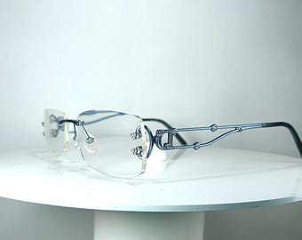 Eyeglasses DIOR rimless square frames Swarovski crystals iconic vintage