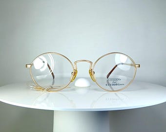 Luxus Brille CITIZEN oval Vergoldetes Pure Titanium New Old Stock