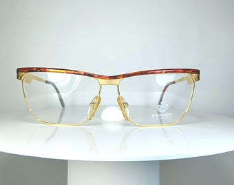 Occhiali da vista di lusso VON FURSTENBERG con montatura angolare placcata oro.