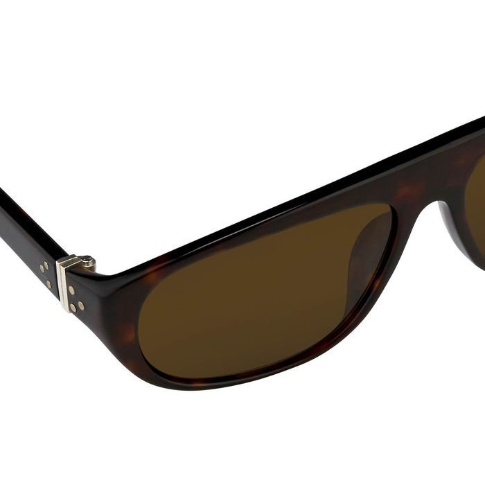 Lunettes De Soleil Linda Farrow Aviateur Argenté Brossé - Monture Titane, Verres Marron