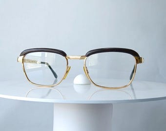 Luxury Eyeglasses CAMBRIDGE Gold Filled  Frames, Square Oval Browline Iconic vintage