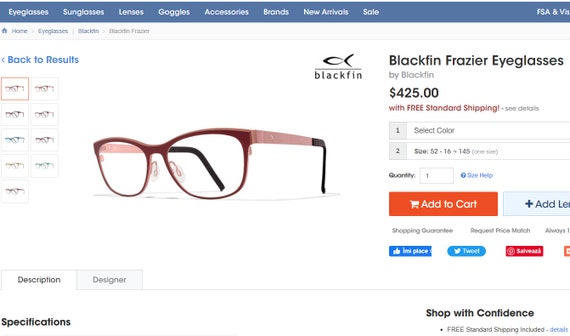 Blackfin, luxury eyeglasses, square, Wayfarer, fr… - image 10