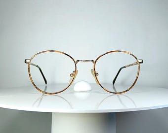 Lunettes de vue LUXOTTICA ovales Panto Montures plaquées or New Old Stock