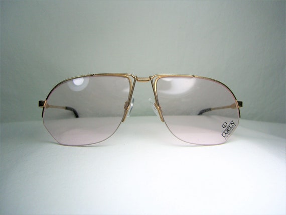 Drop Aviator Eyeglasses Half Rim Square Diamond Gold Plated