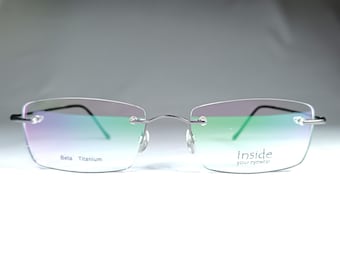 Eyeglasses rimless Beta Titanium frames IYE-Japan New Old Stock ultra vintage rare