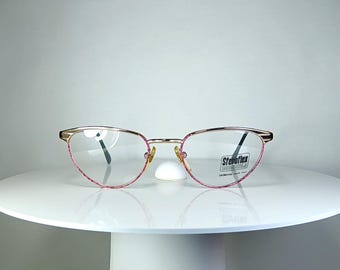 Brille LUXOTTICA oval Cat Eye vergoldete Rahmen New Old Stock