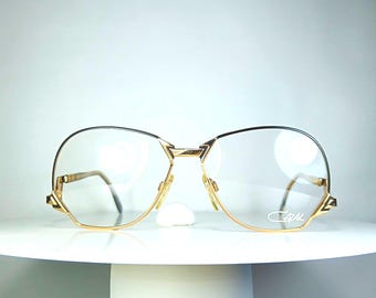 Occhiali da vista di lusso CAZAL con montatura aviatore placcata oro, nuovi, fondo di magazzino, confezione completa per collezionisti.