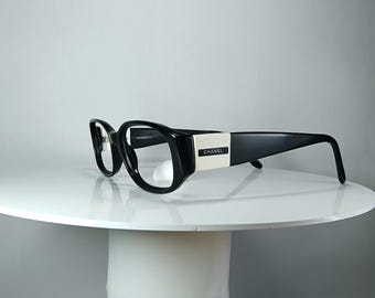 Luxury eyeglasses CHANEL Black Tie oval iconic frames New Old Stock