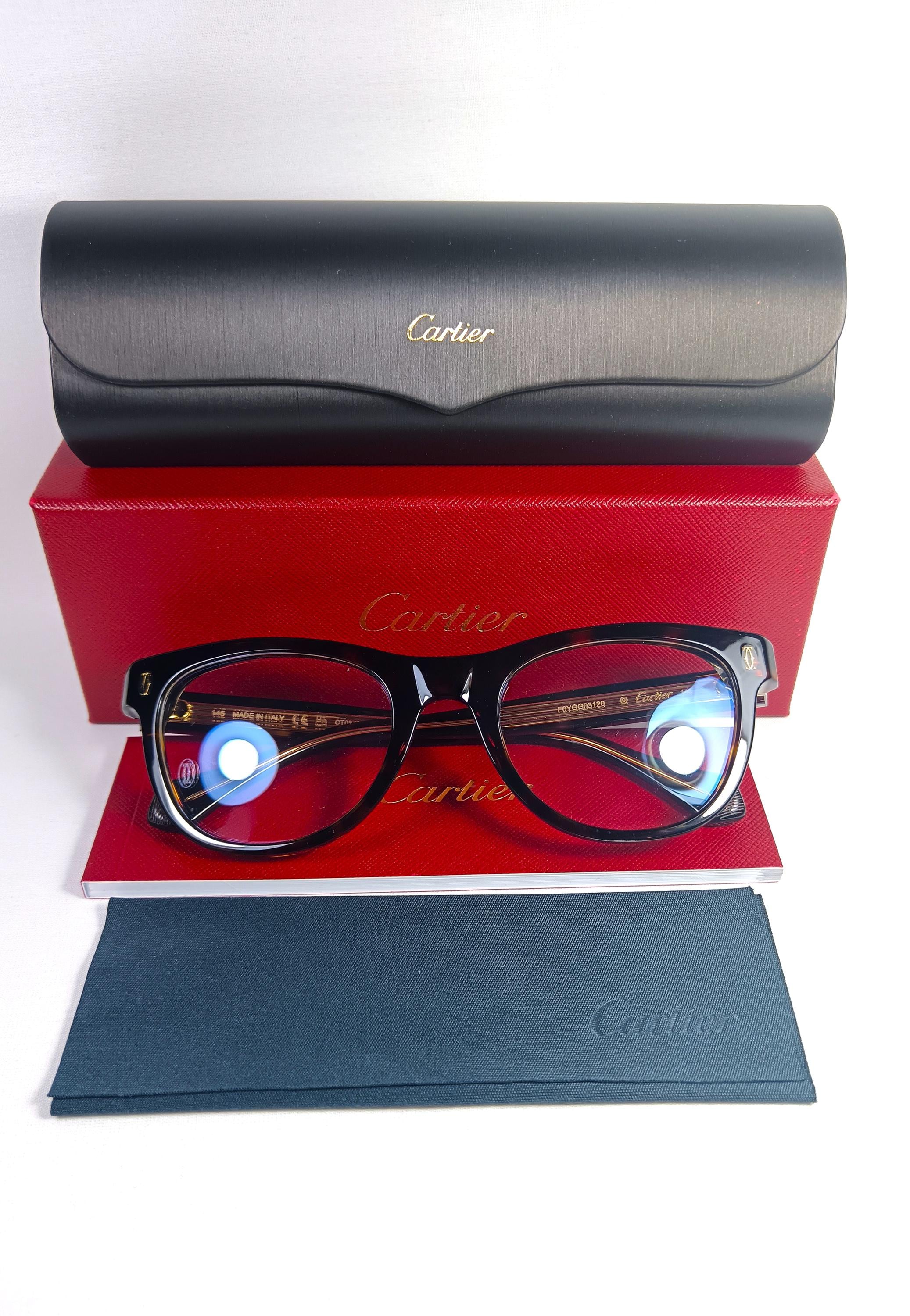 Luxury Eyeglasses, Cartier, Rectangular, Wayfarer, Tortoise  display picture 1