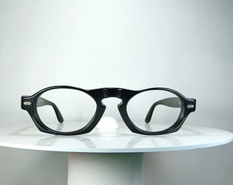 Eyeglasses, IDC-France Black Acetate Frame, New Old Stock Keyhole Chunky