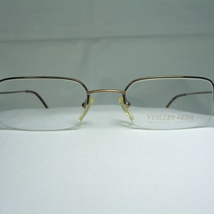 Eyeglasses, half rim, square, oval, Vuillet Vega, Titanium alloy, frames, men&#39;s, women&#39;s, NOS, ultra vintage, rare