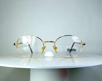 Brillen LUXOTTICA ovaal verguld montuur New Old Stock