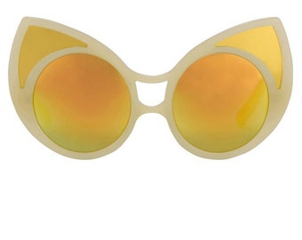 Linda Farrow, luxury sunglasses, Hyper Cat Eye, oversized, oval, women's, NOS, fantasy vintage, rare