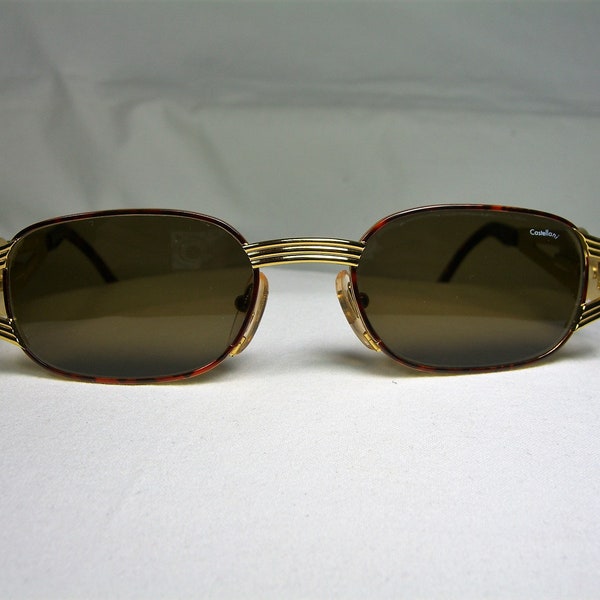 Castellani, sunglasses, oval, square, Detective's Special, gold plated, men's, women's, NOS, hyper bling vintage, rare