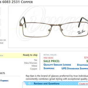 Puede incluir: Gafas Ray-Ban RB 6083 2531 de cobre con montura de metal. Las gafas tienen una forma rectangular y est&aacute;n agotadas.