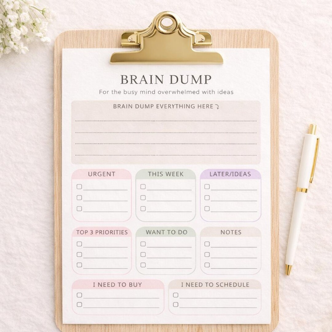 ADHD Brain Dump | Printable Daily Reset | Canva Editable Planner ...