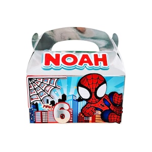 Spiderman favor box. Spidey Treat boxes. Personalized.