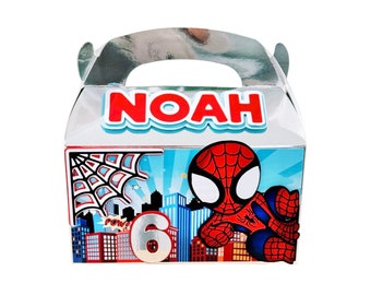 Spiderman favor box. Spidey Treat boxes. Personalized.