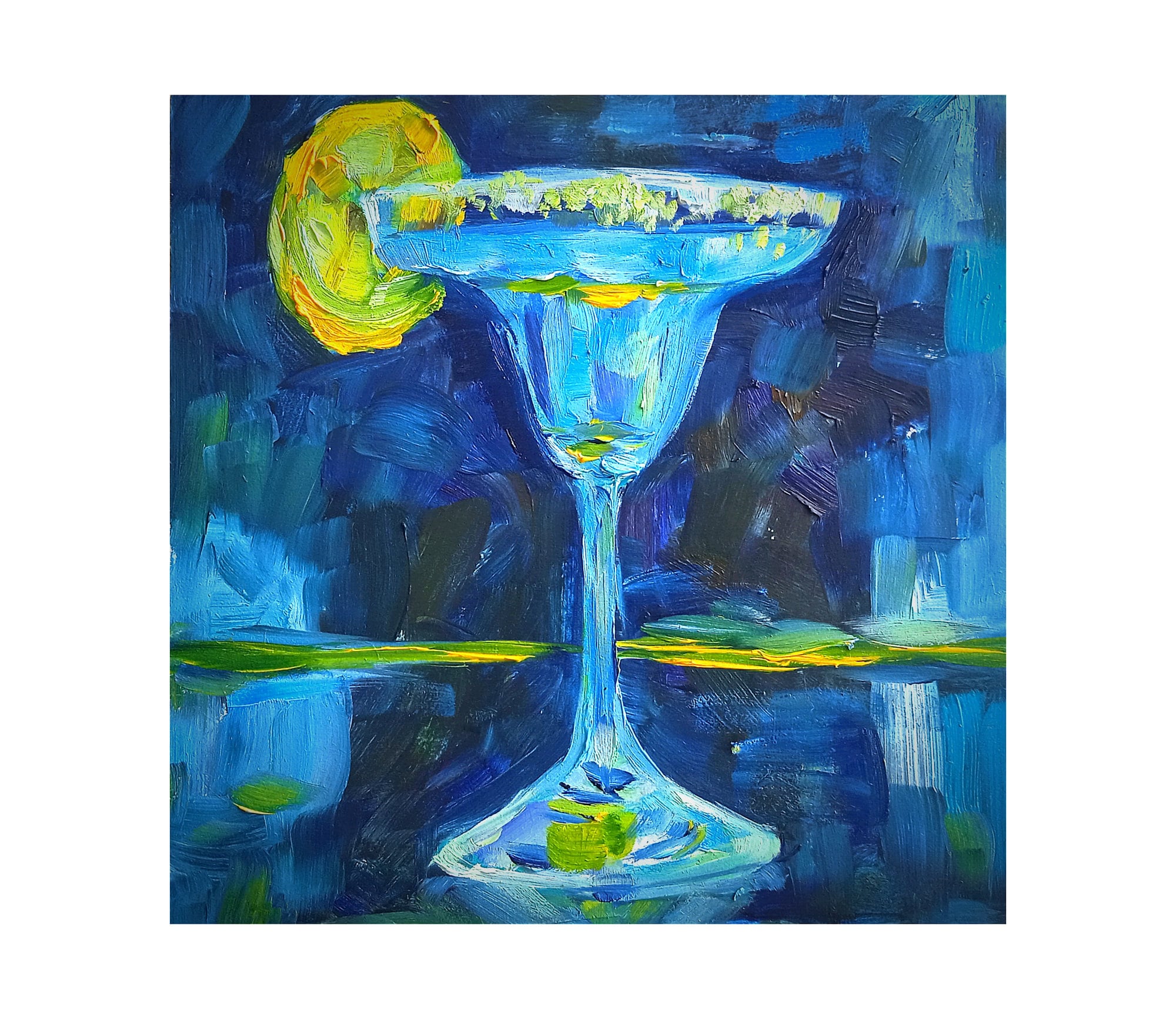 Cocktail Martini Painting Original Art Martini Wall Art Still Etsy