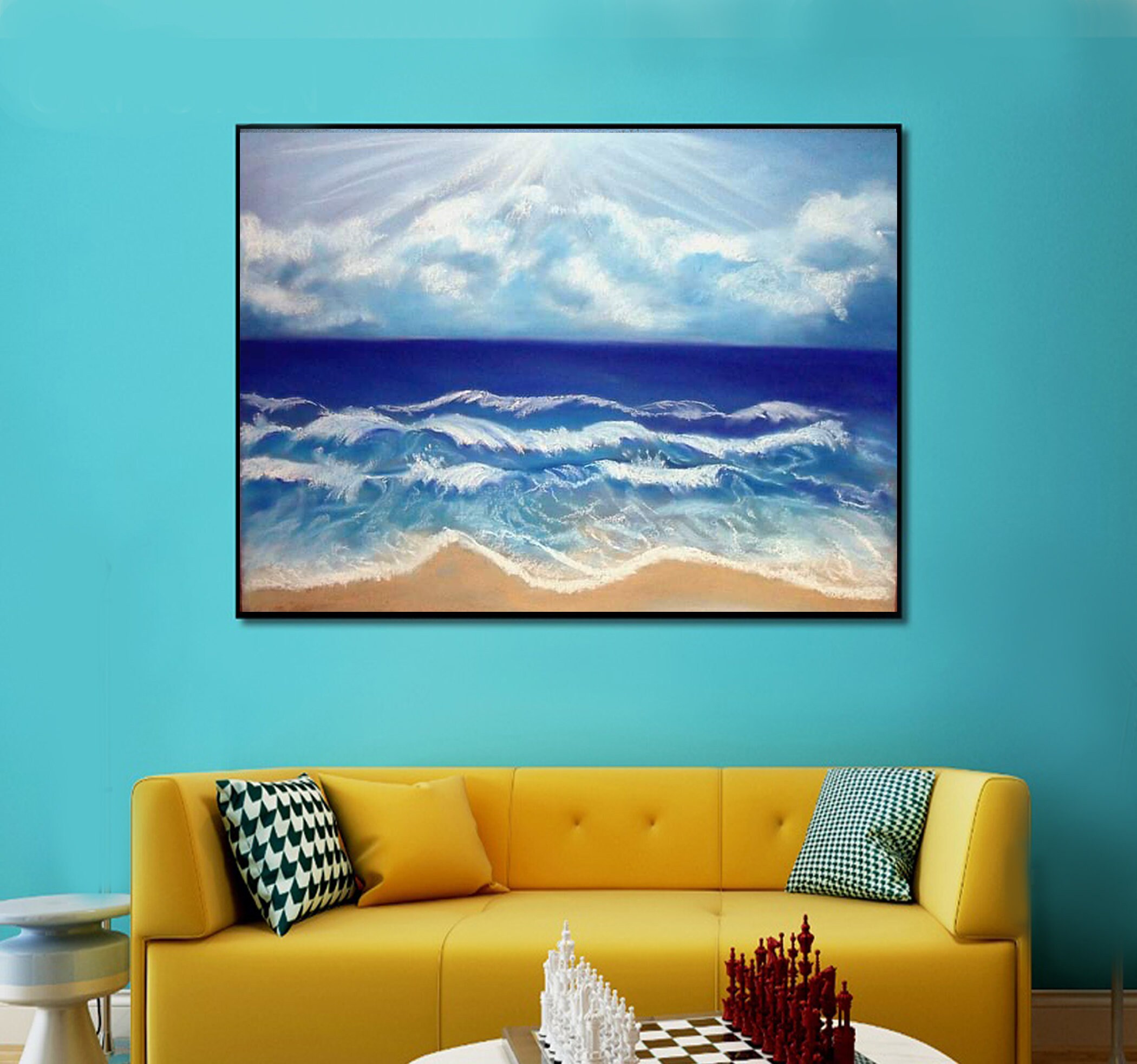 Seascape Painting Sea ORIGINAL PASTEL PAINTING Wall art sea Etsy