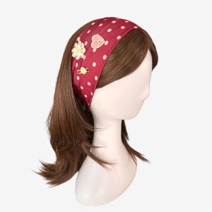 Red & Cream Polka Dot Headband with Cream Flowers, Pink Plaid Heart Button | Cottage, Y2K, Retro, Women Girls Hair Accessory, Gifts for Her