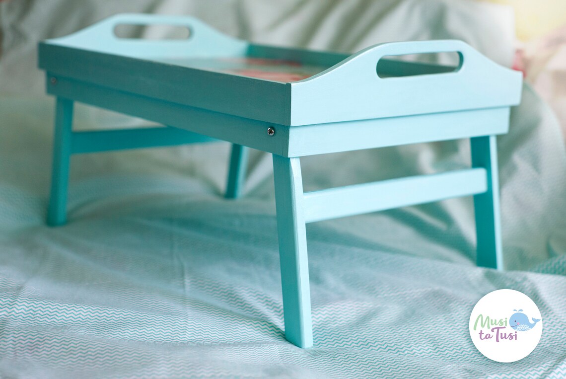 Breakfast in bed tray with legs Bed tray Laptop tray Wooden Etsy