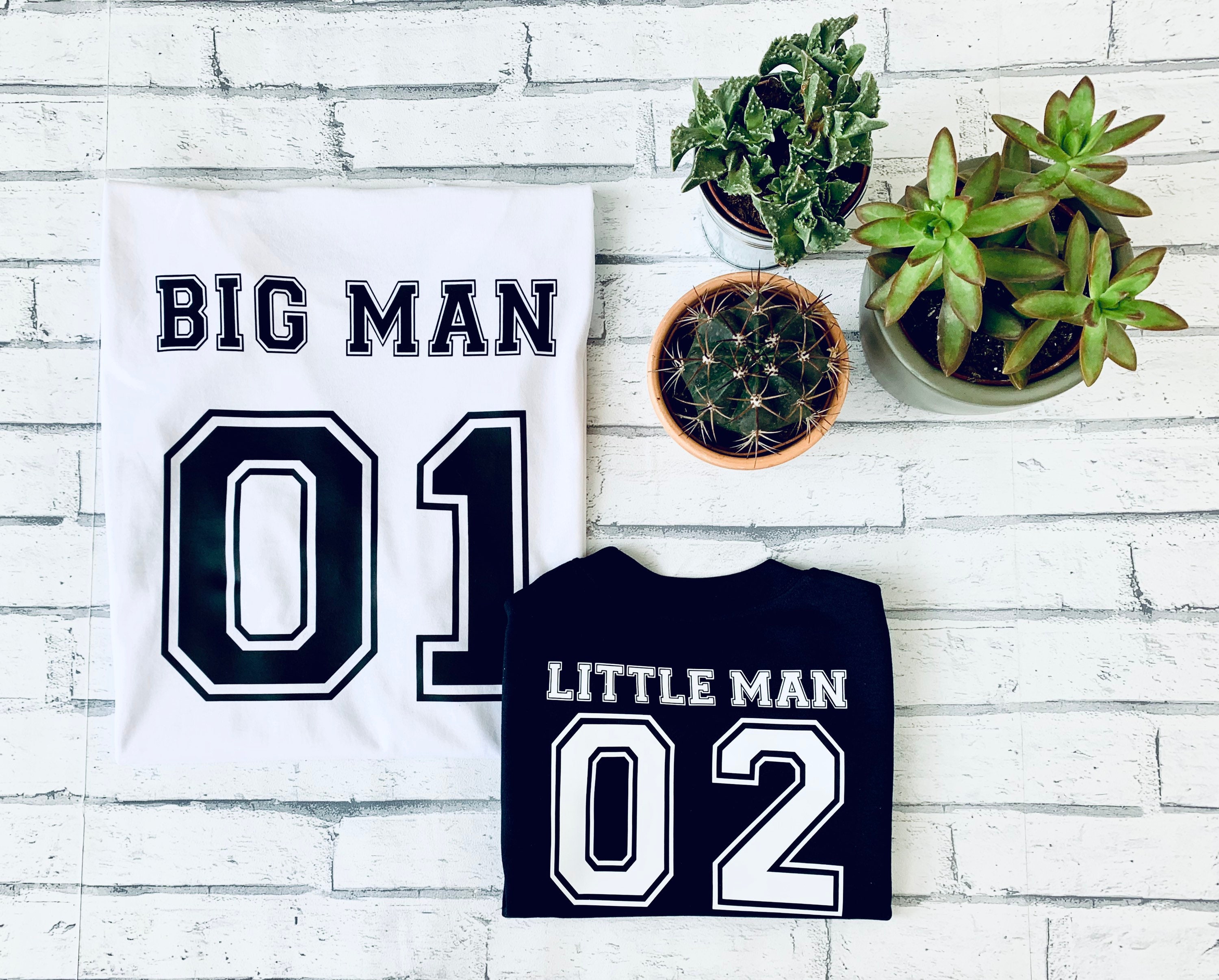 Image of Father & Son Tshirt Set Big Man Little Duo Tee T Shirt Black White