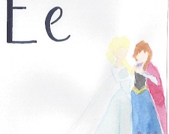 Tarjetas del alfabeto Princess ABC para el aprendizaje- Descarga imprimible. Pintura en acuarela.