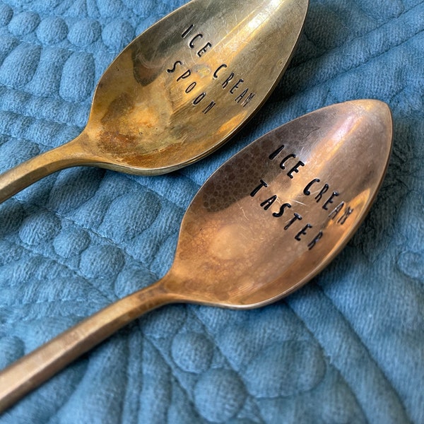 Ice Cream Spoon or custom vintage gold or silver plated spoon