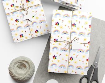 Colorful Rainbow 'Rella Gift Wrapping Paper for Birthdays, Baby Showers, Parties, Eco-Friendly Gift Wrap For Girls, Toddlers and Teens