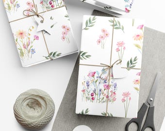 Vintage Floral Gift Wrap Paper - Elegant Spring Floral Design for Bridal Shower, Baby Shower, Easter, Mother's Day, Anniversary, Wedding