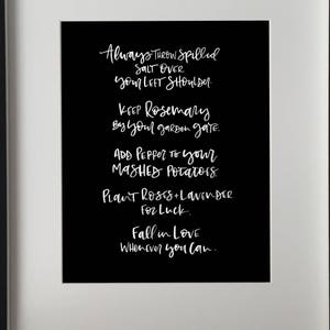 Downloadable Print Practical Magic Quote Hand Lettered Wall Art Home Decor - Always Throw Spilled Salt...