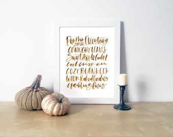 Impression d'art aquarelle citrouille épicée automne (téléchargement numérique)