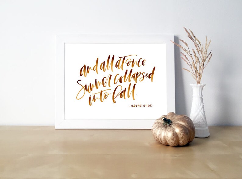 Downloadable Print, Oscar Wilde, Fall Wall Art, Description Of Fall, Autumn Printable, Quote Hand Lettered Wall Art Home Decor image 1